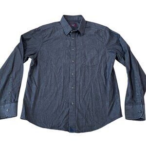 Untuckit Denim Shirt Men's Size Medium Indigo Blue Cotton Casual 3-Season Wear